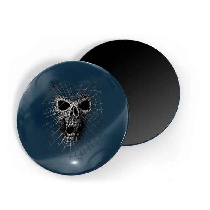 Black Widow Spider Web Skull Magnet