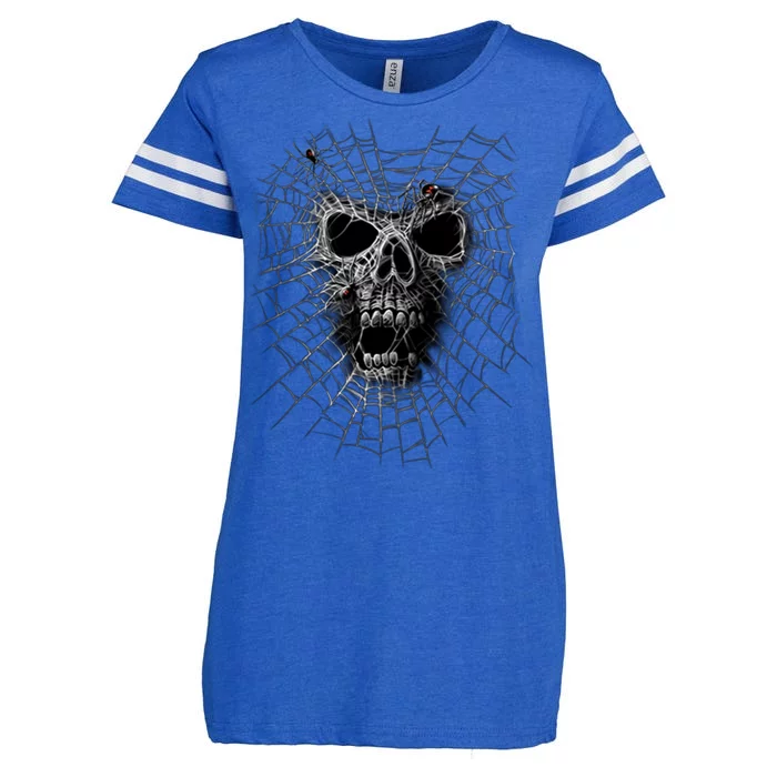 Black Widow Spider Web Skull Enza Ladies Jersey Football T-Shirt