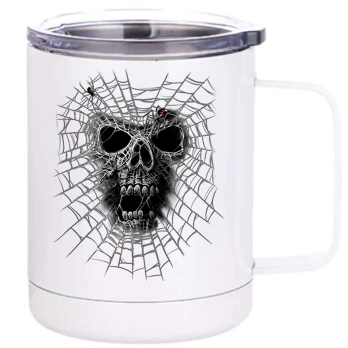 Black Widow Spider Web Skull Front & Back 12oz Stainless Steel Tumbler Cup