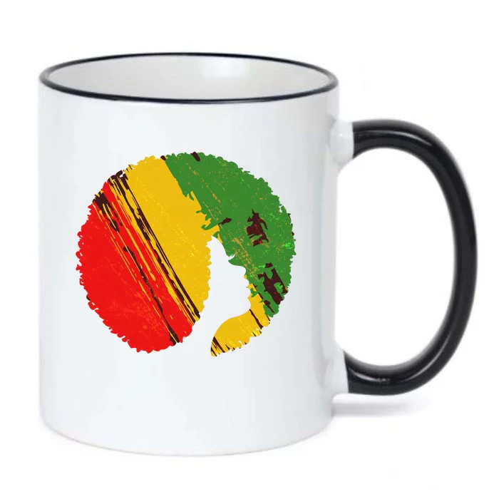 Black Woman with African Colors Afro Hairstyle Black Color Changing Mug