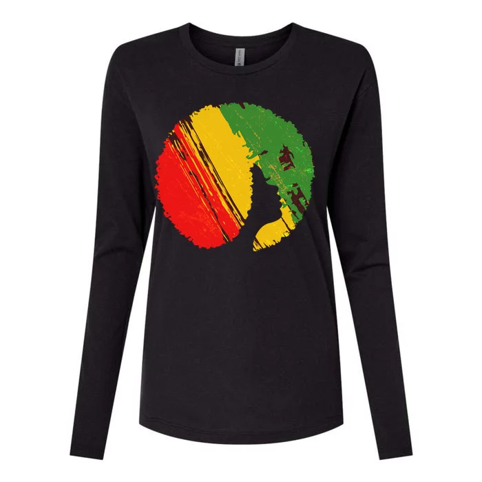 Black Woman with African Colors Afro Hairstyle Womens Cotton Relaxed Long Sleeve T-Shirt