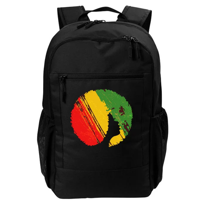 Black Woman with African Colors Afro Hairstyle Daily Commute Backpack