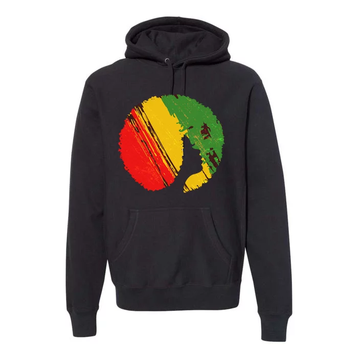 Black Woman with African Colors Afro Hairstyle Premium Hoodie