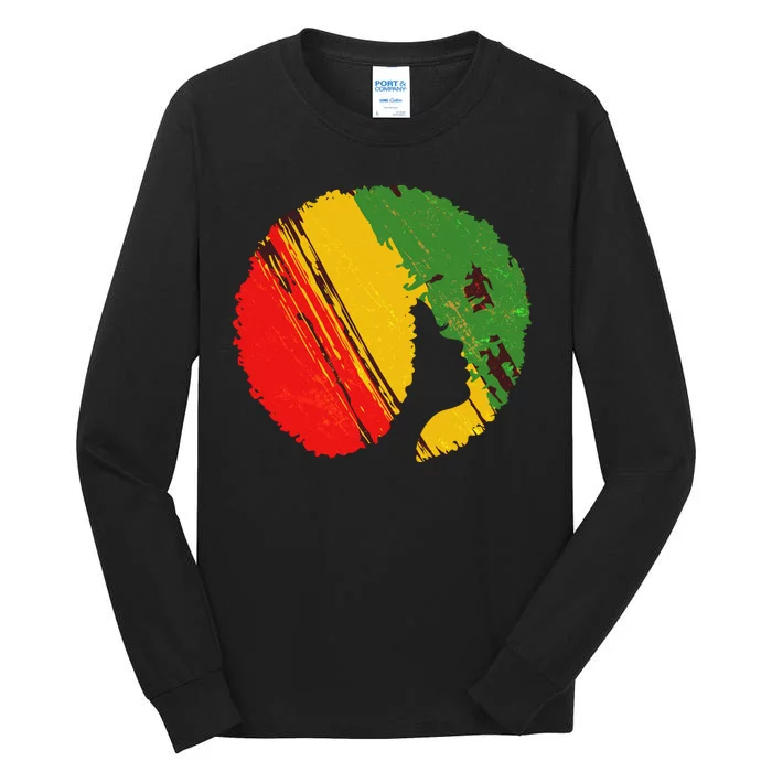 Black Woman with African Colors Afro Hairstyle Tall Long Sleeve T-Shirt