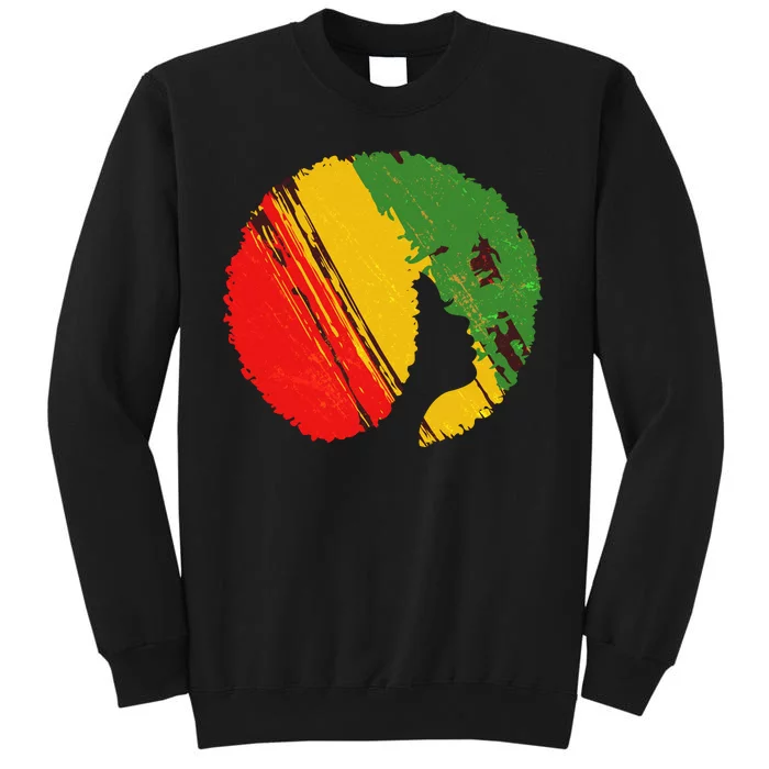 Black Woman with African Colors Afro Hairstyle Tall Sweatshirt