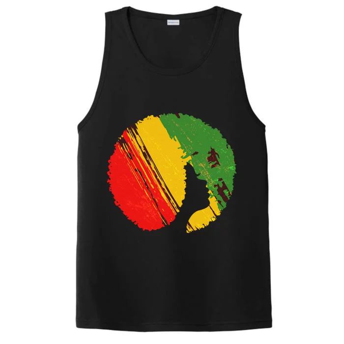 Black Woman with African Colors Afro Hairstyle Performance Tank