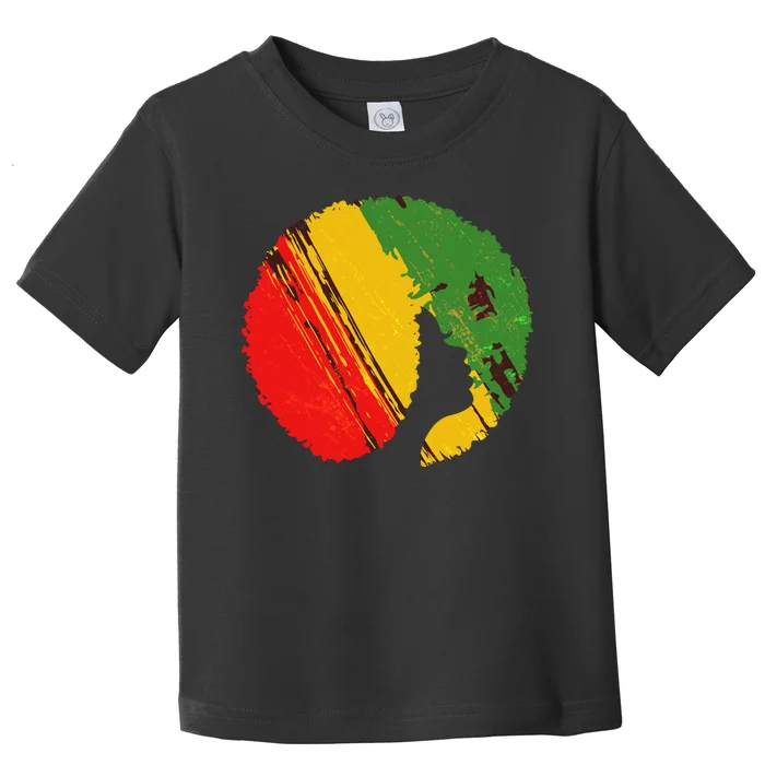 Black Woman with African Colors Afro Hairstyle Toddler T-Shirt