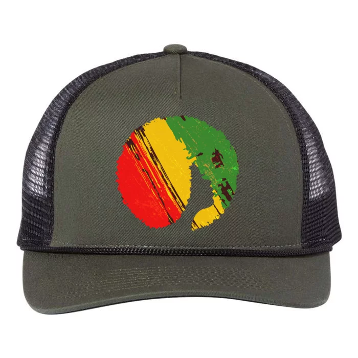 Black Woman with African Colors Afro Hairstyle Retro Rope Trucker Hat Cap