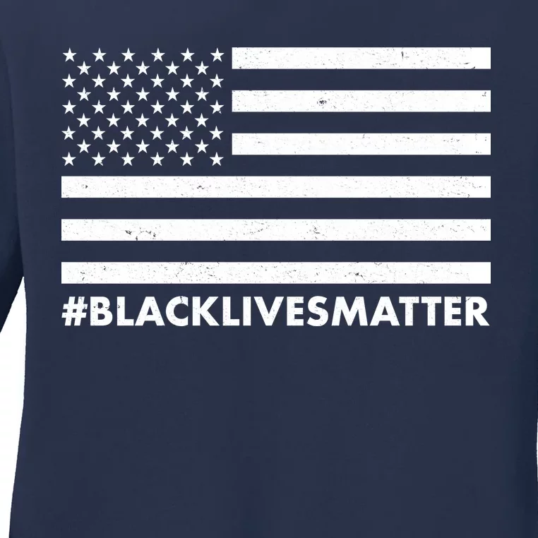 #BlackLivesMatter USA Flag Ladies Long Sleeve Shirt