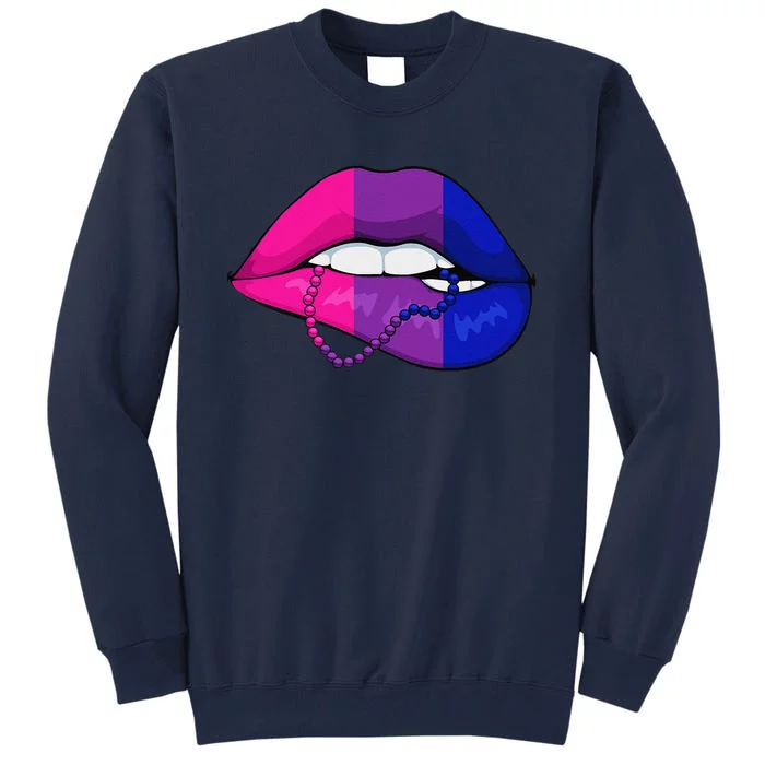 Bisexual Lip Biting Lgbtq Cool Subtle Bi Pride Flag Colors Tall Sweatshirt