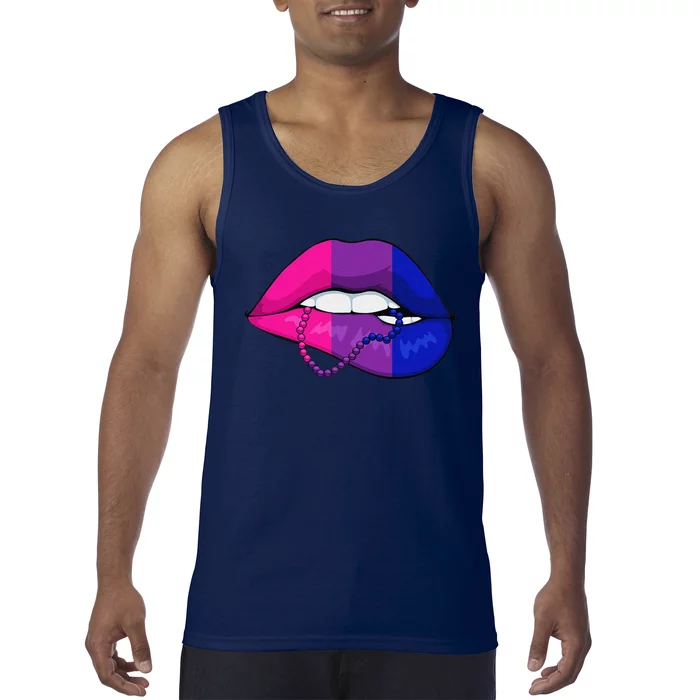 Bisexual Lip Biting Lgbtq Cool Subtle Bi Pride Flag Colors Tank Top