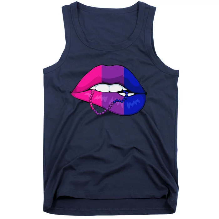 Bisexual Lip Biting Lgbtq Cool Subtle Bi Pride Flag Colors Tank Top