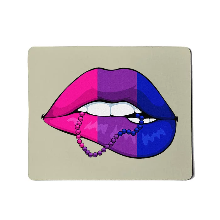 Bisexual Lip Biting Lgbtq Cool Subtle Bi Pride Flag Colors Mousepad