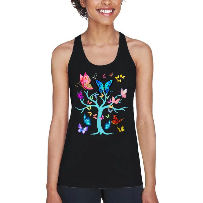 Butterfly Lovers Butterflies Circle Around The Tree Design Women's Racerback Tank