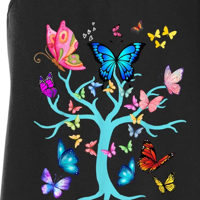 Butterfly Lovers Butterflies Circle Around The Tree Design Women's Racerback Tank