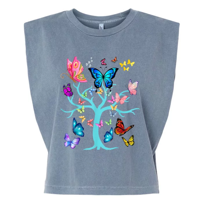 Butterfly Lovers Butterflies Circle Around The Tree Design Garment-Dyed Women's Muscle Tee