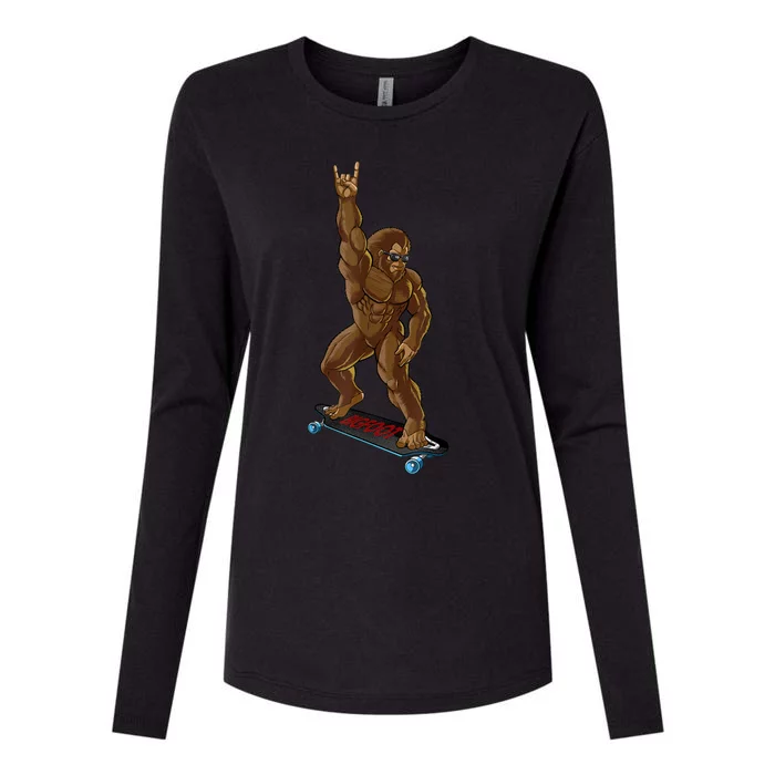 Bigfoot Long Boarding Rock On Sasquatch Big Foot Skate Womens Cotton Relaxed Long Sleeve T-Shirt