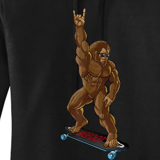 Bigfoot Long Boarding Rock On Sasquatch Big Foot Skate Women's Pullover Hoodie