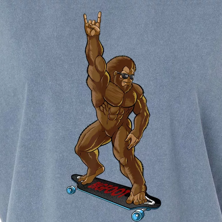 Bigfoot Long Boarding Rock On Sasquatch Big Foot Skate Garment-Dyed Women's Muscle Tee