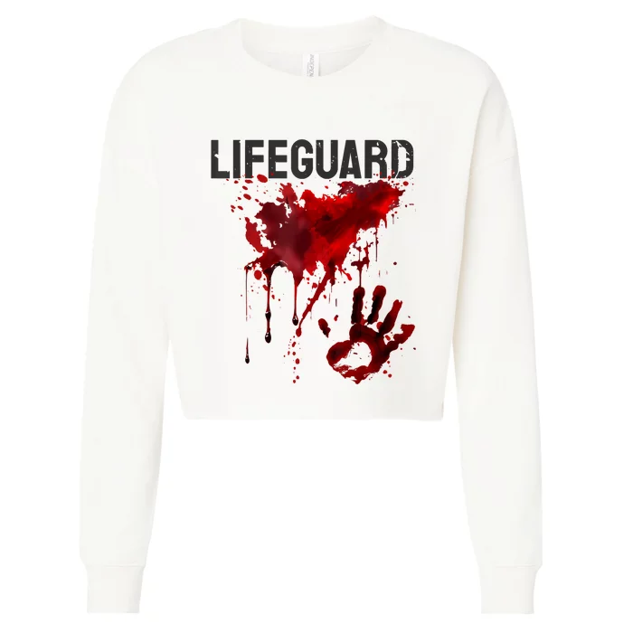 Bloody Lifeguard Blood Splatter Blood Stained Fun Cropped Pullover Crew