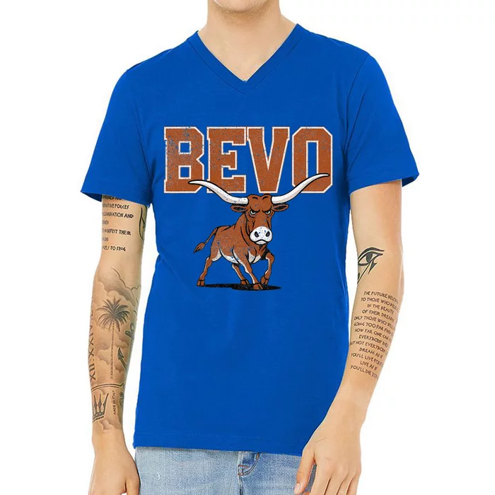 Bevo Longhorn Bull V-Neck T-Shirt