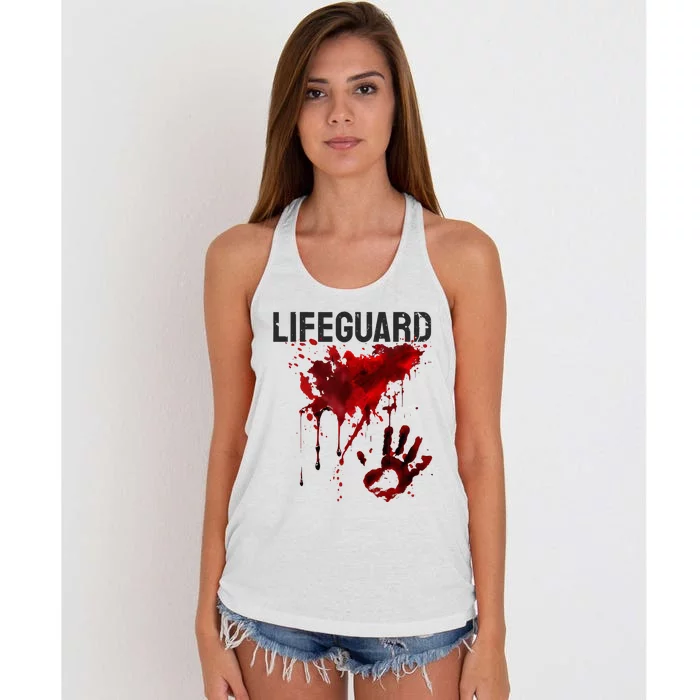 Bloody Lifeguard Blood Splatter Blood Stained Fun Women's Knotted Racerback Tank