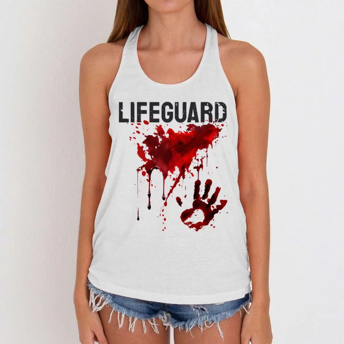 Bloody Lifeguard Blood Splatter Blood Stained Fun Women's Knotted Racerback Tank