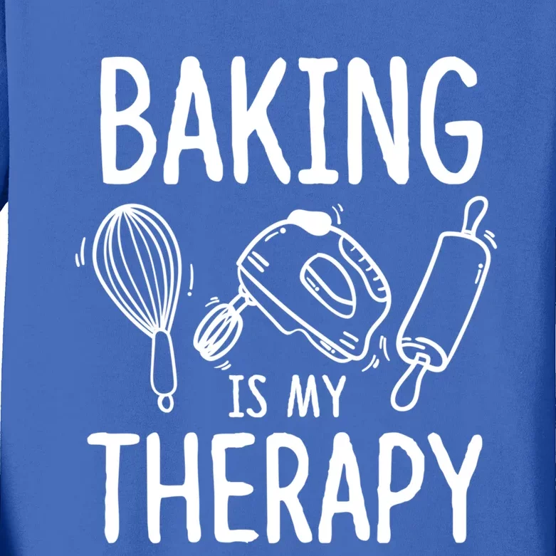 Baking Lover Baking Is My Therapy Bakers Gift Kids Long Sleeve Shirt