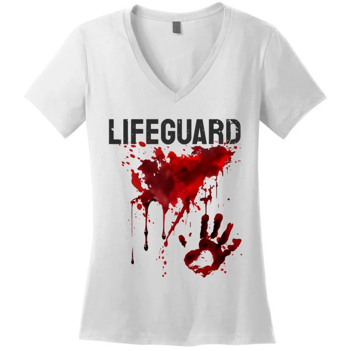 Bloody Lifeguard Blood Splatter Blood Stained Fun Women's V-Neck T-Shirt