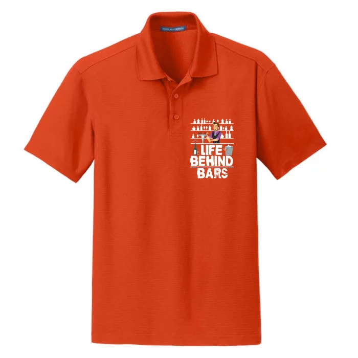 Bartender Life Behind Bars Meaningful Gift Dry Zone Grid Performance Polo