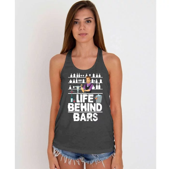 Bartender Life Behind Bars Meaningful Gift Women's Knotted Racerback Tank