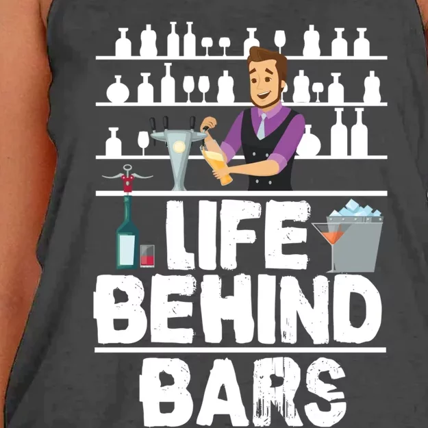 Bartender Life Behind Bars Meaningful Gift Women's Knotted Racerback Tank