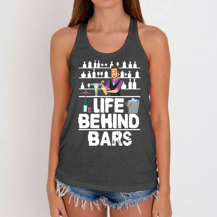 Bartender Life Behind Bars Meaningful Gift Women's Knotted Racerback Tank