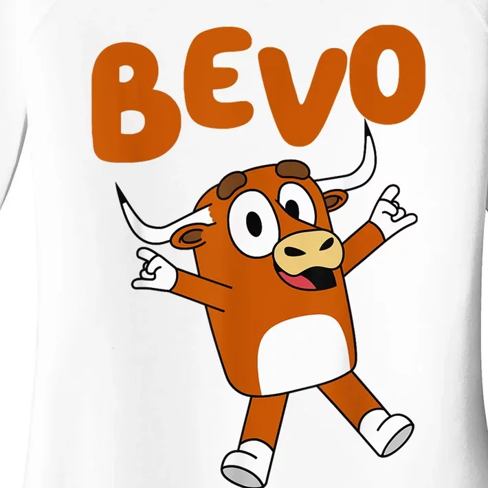 Bevo Longhorn Bull Funny Cartoon Funny Women's Perfect Tri Tunic Long Sleeve Shirt