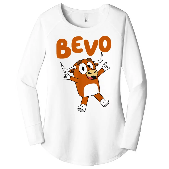 Bevo Longhorn Bull Funny Cartoon Funny Women's Perfect Tri Tunic Long Sleeve Shirt