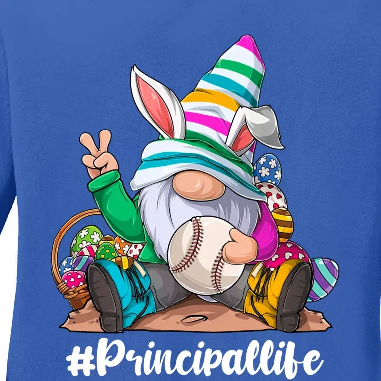 Baseball Life Bunny Easter Gnome Egg Hunting Gift Ladies Long Sleeve Shirt