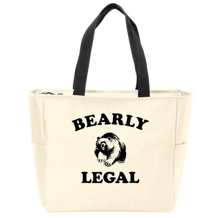 Bearly Legal Barely Legal Funny Zip Tote Bag