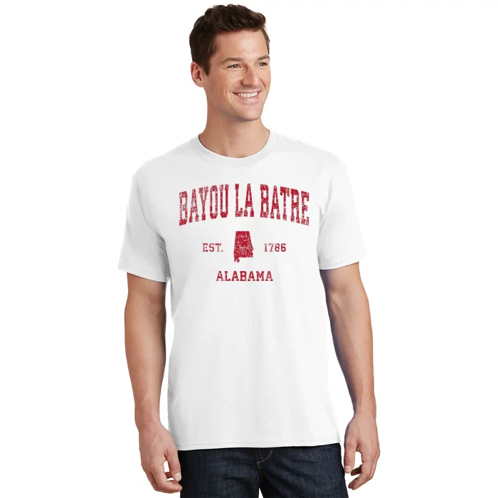 Bayou La Batre Alabama Al Vintage Sports Design Red Print T-Shirt