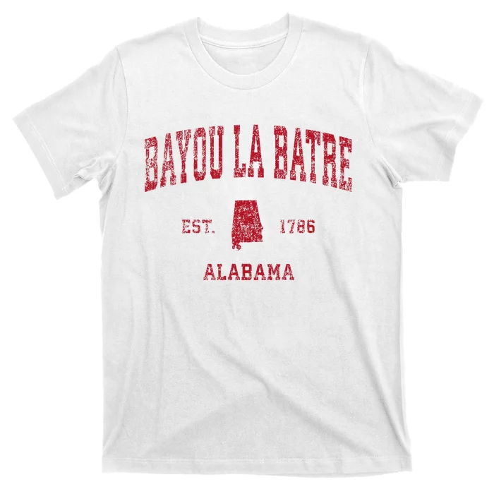 Bayou La Batre Alabama Al Vintage Sports Design Red Print T-Shirt