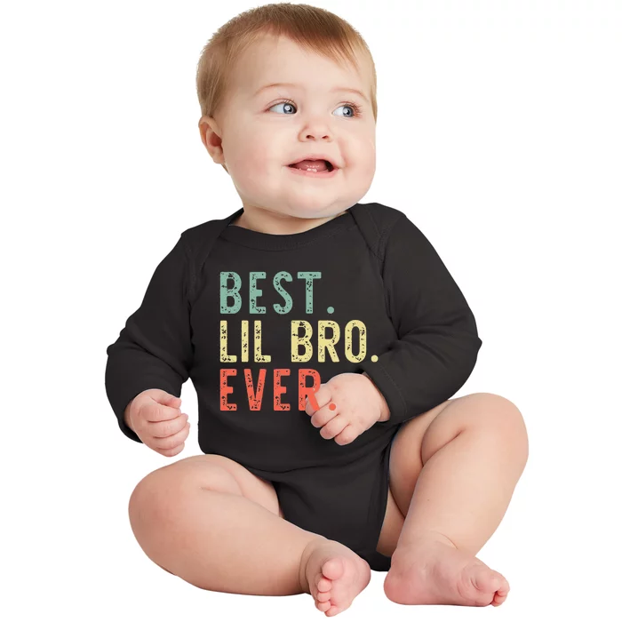 Best Lil Bro Ever Family Retro Vintage Little Brother Baby Long Sleeve Bodysuit