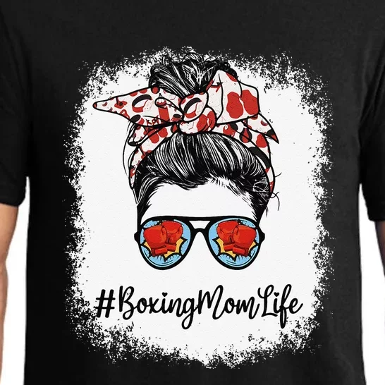 Bleached Life Boxing Mom Leopard Messy Bun Glasses Pajama Set