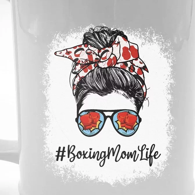 Bleached Life Boxing Mom Leopard Messy Bun Glasses Front & Back Beer Stein