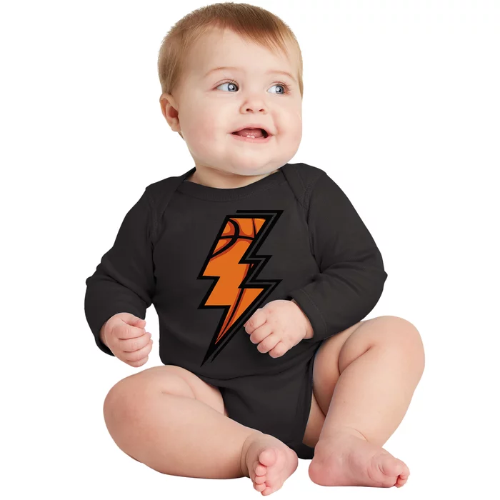 Basketball Lightning Basketball Mom Dad Game Day Baby Long Sleeve Bodysuit