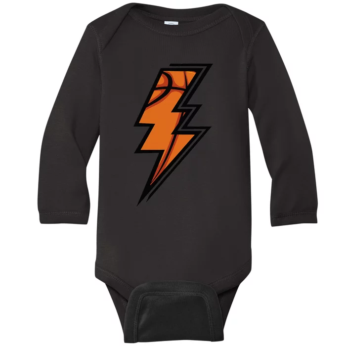 Basketball Lightning Basketball Mom Dad Game Day Baby Long Sleeve Bodysuit