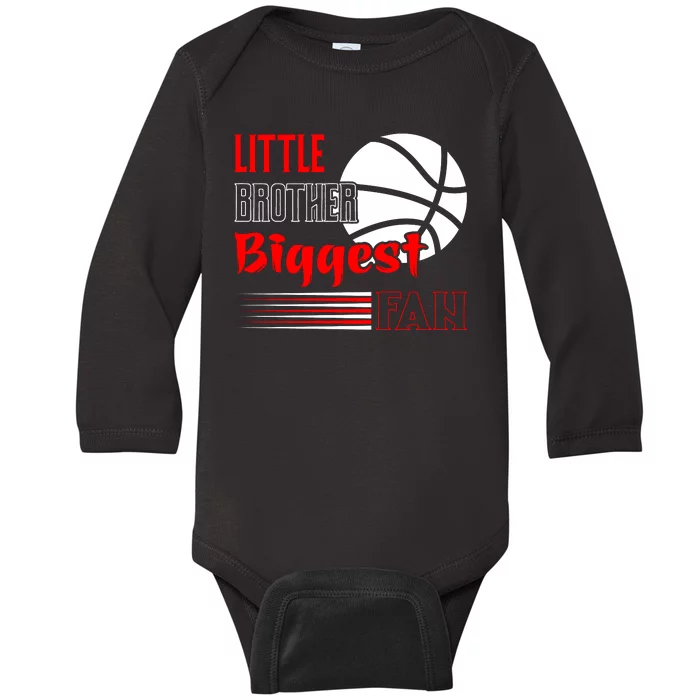 Baseball Little Brother Biggest Fan Funny Baseball Baby Long Sleeve Bodysuit