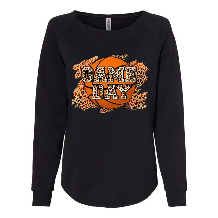 Bleached Leopard Basketball Game Day Vibes Basketball Mom Womens California Wash Sweatshirt