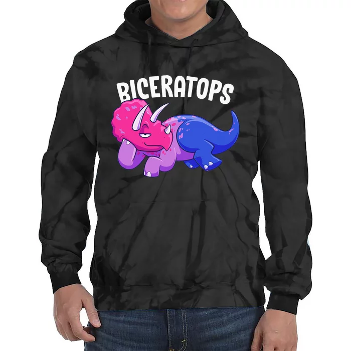 Biceratops LGBT Bisexual Flag Bi Dinosaur Triceratops Tie Dye Hoodie