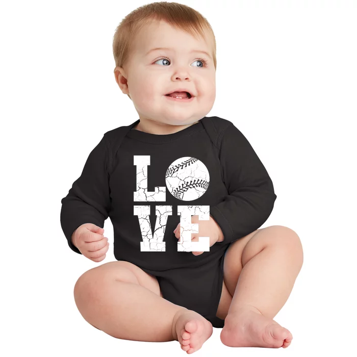 Baseball Love Baby Long Sleeve Bodysuit