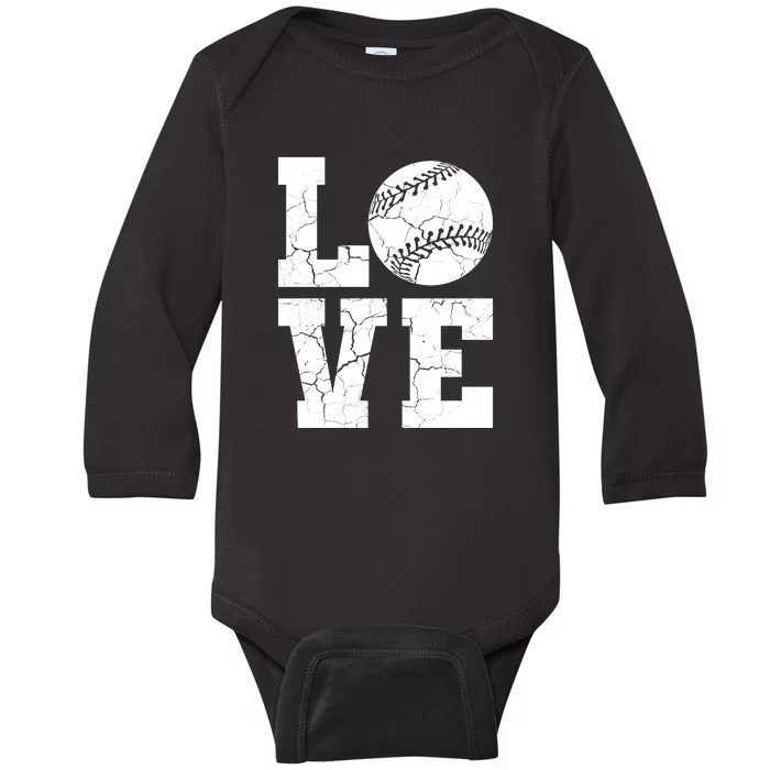 Baseball Love Baby Long Sleeve Bodysuit