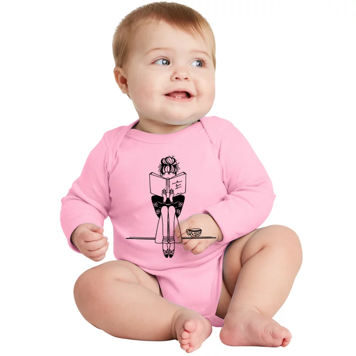 Book Lover Blogger Book Nerd Coffee Reading Reader Baby Long Sleeve Bodysuit